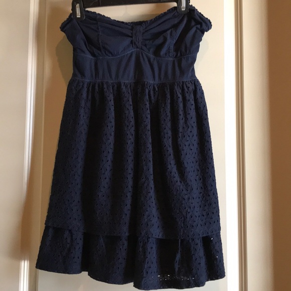 Navy Blue Lace Eyelet Dress